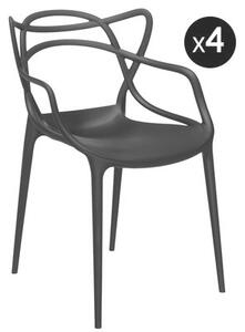 Masters Stackable armchair - Plastic / Set of 4 by Kartell Black