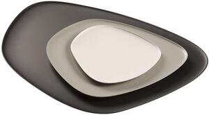 Namasté Plate - Dish - Set 3 stackables pieces by Kartell Grey/Black/Beige