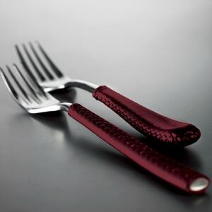 DUETTO LEATHER 24-PIECE CUTLERY SET - Red