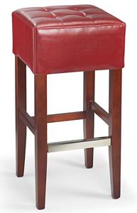 Primo Wooden Bar Stool Real Red Leather Walnut Frame