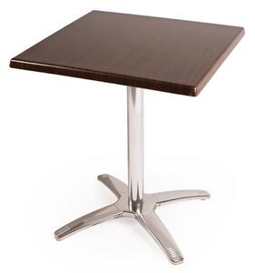 Pinko Square Dark Brown Outdoor Table Top Base Chrome Frame