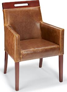 Avon Tan Real Leather Tub Relaxing Chair Walnut Legs