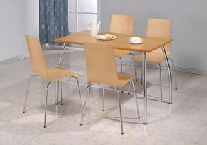 Lingham Wood Set Rectangular Beech Chrome Table 4 Chairs