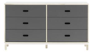 Kabino 6 tiroirs Chest of drawers - L 146 x H 83 cm - 6 drawers by Normann Copenhagen Grey/Natural wood