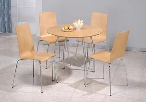 Lingham Wood Round Table 4 Chairs Beech Chrome