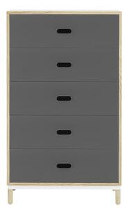 Kabino Chest of drawers - L 74 x H 127 cm / 5 drawers by Normann Copenhagen Grey