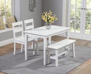 Chelhum 115cm White Dining Set With 2 Chairs & Bench