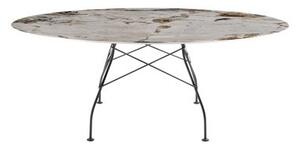 Glossy Marble Oval table - / 192 x 118 cm - Marble-effect sandstone by Kartell Brown/Beige