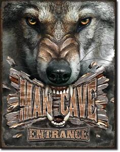 Metal sign Man Cave Wolf, (30 x 42 cm)