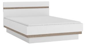 Chelsea White High Gloss Bed With Oak Trim