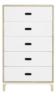 Kabino Chest of drawers - L 74 x H 127 cm / 5 drawers by Normann Copenhagen White/Natural wood