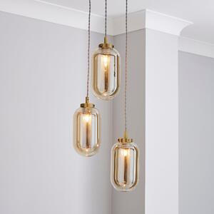Safi Mesh Detail 3 Cluster Ceiling Fitting Antique Brass Gold