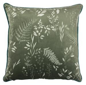 Fearne Printed Velvet Cushion Sage Green