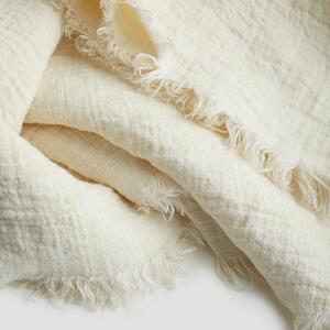 Piglet Cream Linen Crinkle Throw Blanket Size 200cm x 200cm