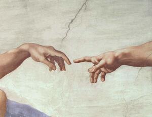 Michelangelo Buonarroti - Fine Art Print Hands of God and Adam, detail, (40 x 30 cm)