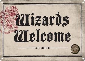 Metal sign Harry Potter - Wizards Welcome, (21 x 15 cm)
