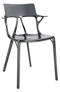 A.I Stackable armchair - metallic finish applied / Designed by artificial intelligence - 100% recycled by Kartell Silver/Metal