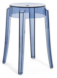 Charles Ghost Stackable stool - / H 46 cm - Polycarbonate by Kartell Blue