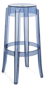 Charles Ghost Stackable bar stool - / H 75 cm - Polycarbonate by Kartell Blue