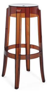 Charles Ghost Stackable bar stool - / H 75 cm - Polycarbonate by Kartell Orange/Brown