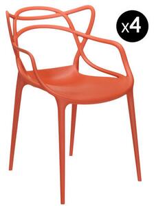 Masters Stackable armchair - Set of 4 by Kartell Orange