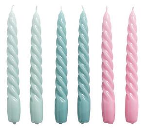 Twist Long candle - / Set of 6 - H 19 cm by Hay Blue