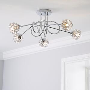 Portia 5 Light Ceiling Fitting Silver