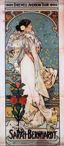 Mucha, Alphonse Marie - Fine Art Print Sarah Bernhardt's Farewell American Tour, (21.8 x 50 cm)