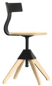 Tuffy Swivel chair - Wood & plastic / Adjustable height by Magis Black/Natural wood