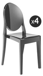 Victoria Ghost Stacking chair - Set of 4 by Kartell Black