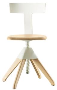 Tuffy Swivel chair - Wood & plastic / Adjustable height by Magis White/Natural wood