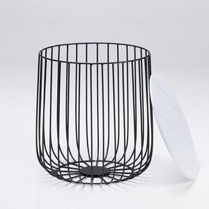 Enzo Marble Top Black Cage Lamp Table