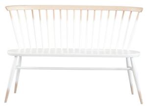 Love Seat Bench with backrest - 117 cm - 1955 Reissue by Ercol White/Natural wood