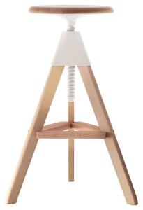 Tom Adjustable bar stool - Pivoting - Wood & plastic by Magis White/Natural wood