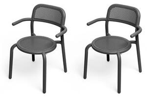 Toní Stackable armchair - / Set of 2 - Perforated aluminium by Fatboy Black