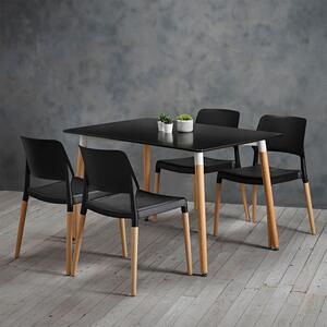 Fraser Black Dining Table with Wooden Legs