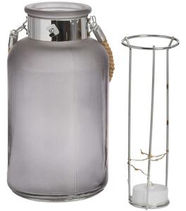 Frosted Grey Glass LED Candle Lantern