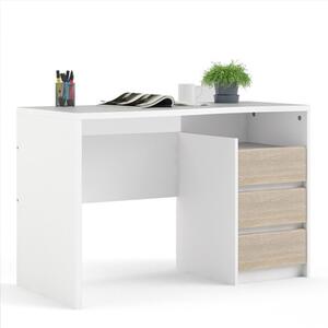 Function Plus White 3 Oak Drawers Desk