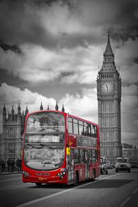 Art Photography LONDON Houses Of Parliament & Red Bus, Melanie Viola, (26.7 x 40 cm)
