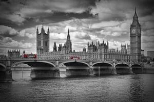 Art Photography LONDON Westminster Bridge & Red Buses, Melanie Viola, (40 x 26.7 cm)