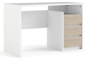 Function Plus White 3 Oak Drawers Desk