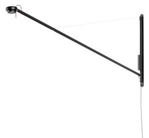 Fifty-Fifty Wall light with plug - / LED - Swivel arm / L 187 cm by Hay Black