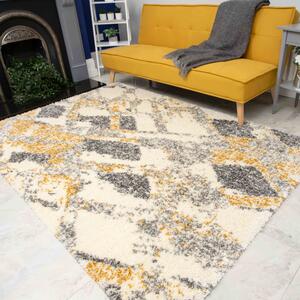 Abstract Yellow Mottled Shaggy Living Room Rug | Murano
