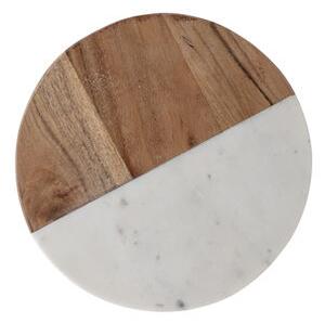 Gya Chopping board - / Ø 25.5 cm - Wood & marble by Bloomingville White/Natural wood