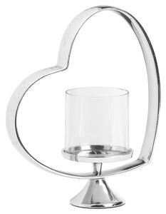 Silver Nickel Plated Heart Candle Holder