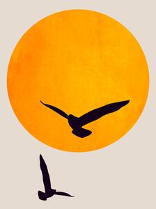 Illustration Birds In The Sky, Kubistika, (26.7 x 40 cm)