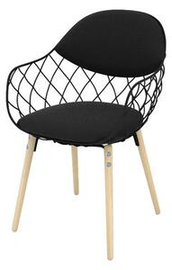 Pina Padded armchair - Fabric / Metal & wood legs by Magis Black/Natural wood