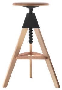 Tom Adjustable bar stool - Pivoting - Wood & plastic by Magis Black/Natural wood