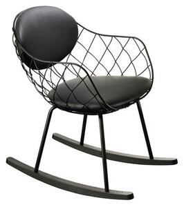 Pina Rocking chair - Leather / Metal & wood legs by Magis Black