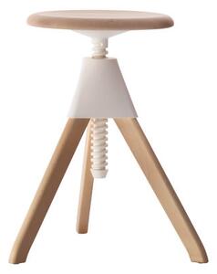 Jerry Stool - H 50/66 cm by Magis White/Natural wood